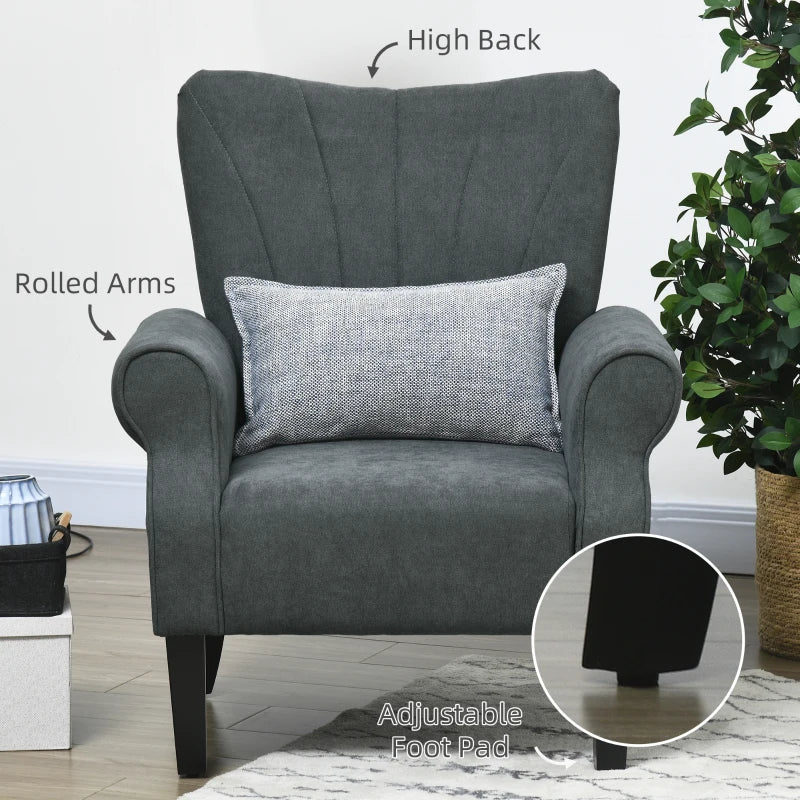 Modern Fabric Accent Armchair with Wood Legs for Living Room Bedroom Office