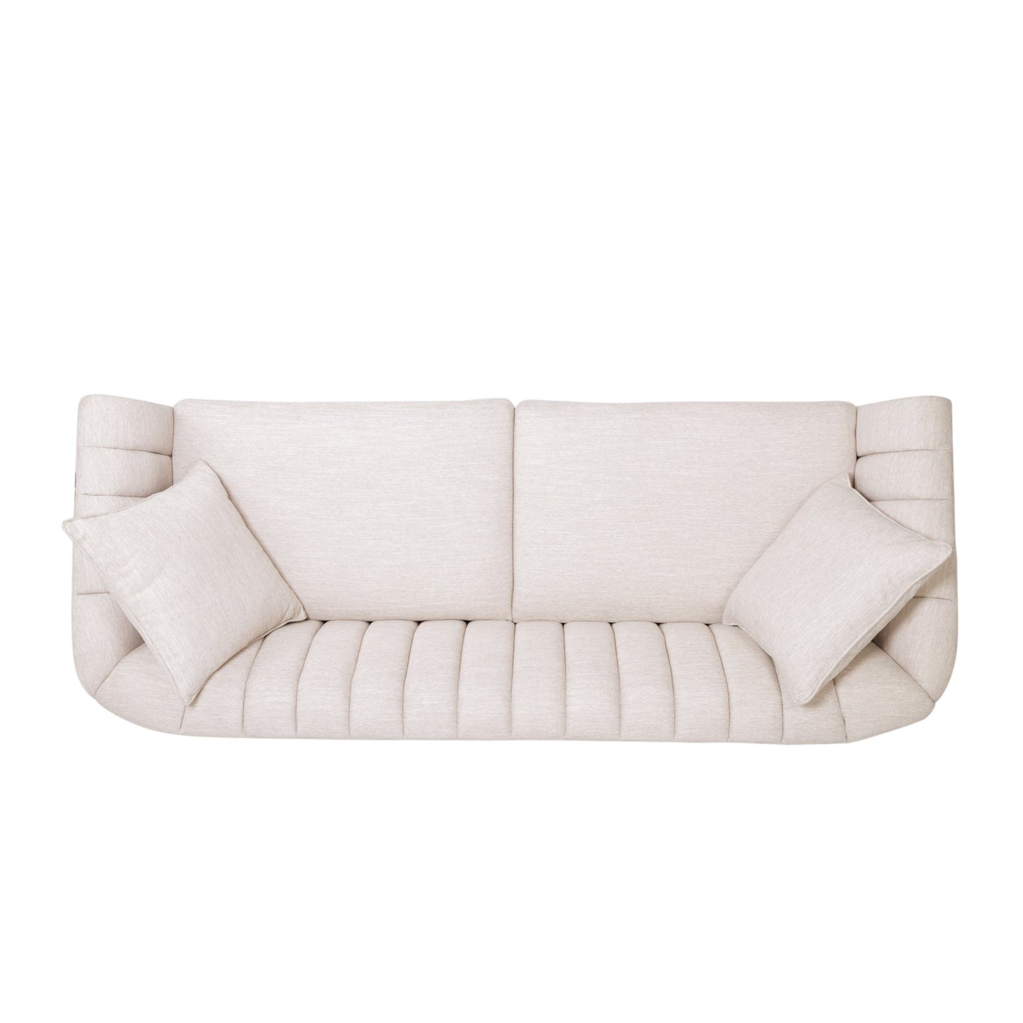 Elegant 3-Seater Contemporary Sofa, Tufted Diamond Stitching Daybed, Beige Fabric