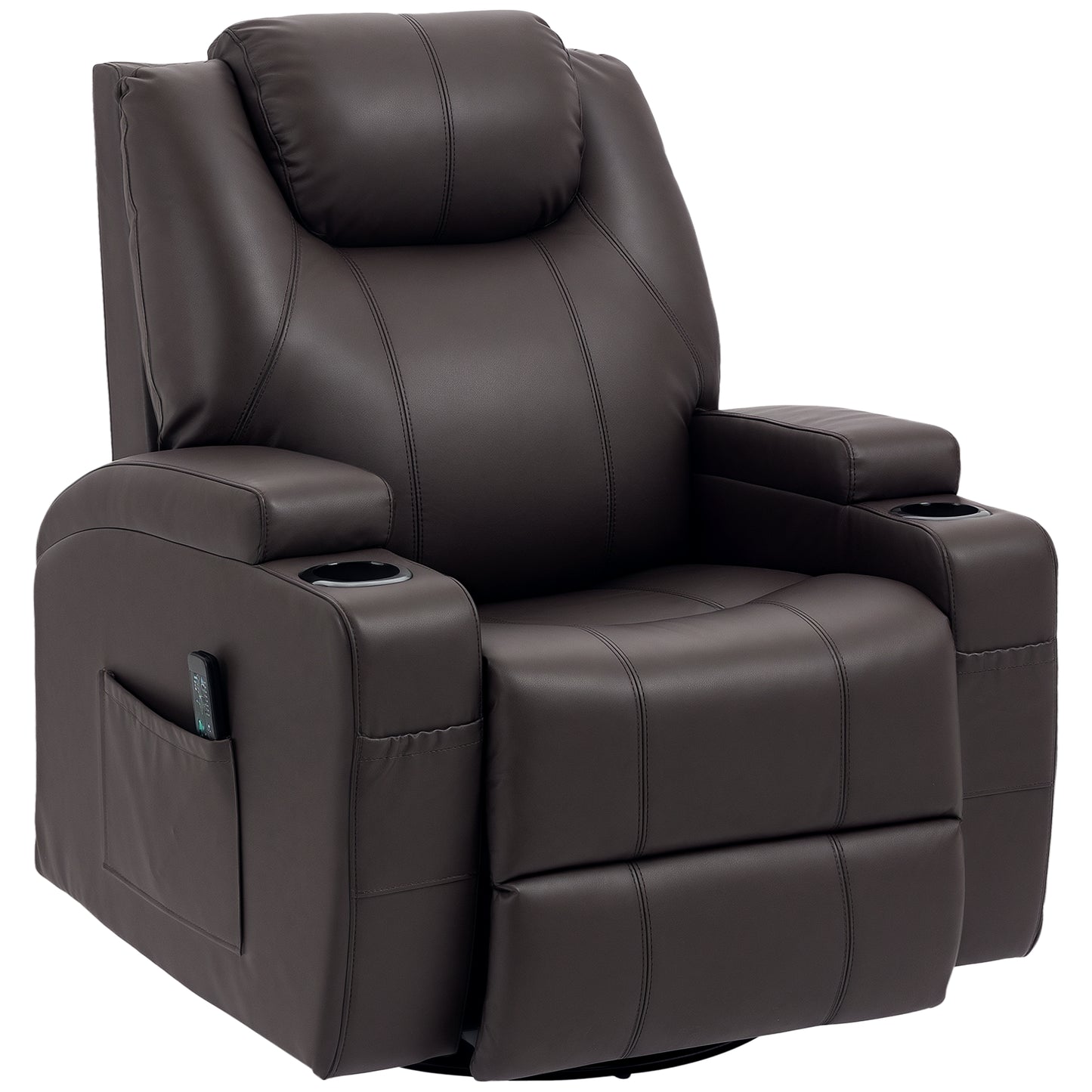 Luxurious Faux Leather Massage Recliner Chair with Swivel, Cup Holders, Remote