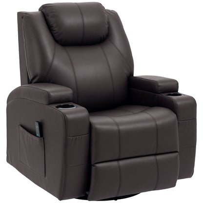 Luxurious Faux Leather Massage Recliner Chair with Swivel, Cup Holders, Remote