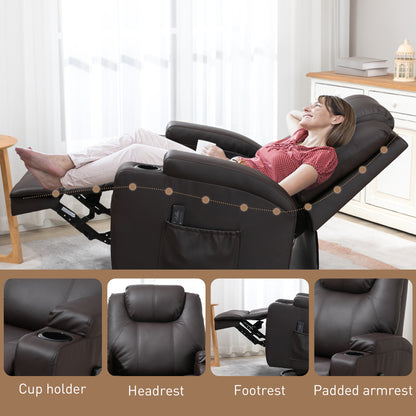 Luxurious Faux Leather Massage Recliner Chair with Swivel, Cup Holders, Remote