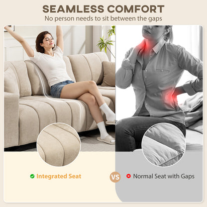 HOMCOM 3-Seater L-Shaped Sectional Sofa with Reversible Chaise, Beige Fabric