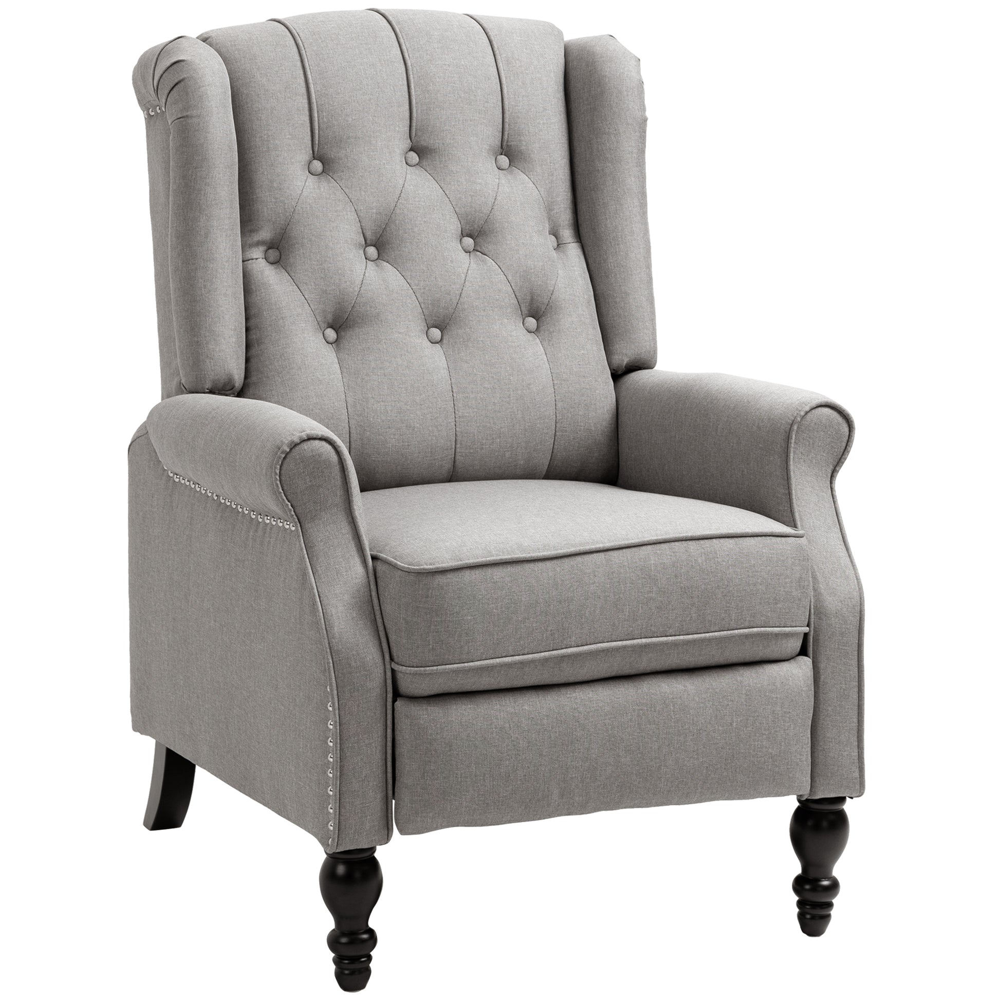 HOMCOM Elegant Wingback Recliner Chair with Button Tufting & Nailhead Trim