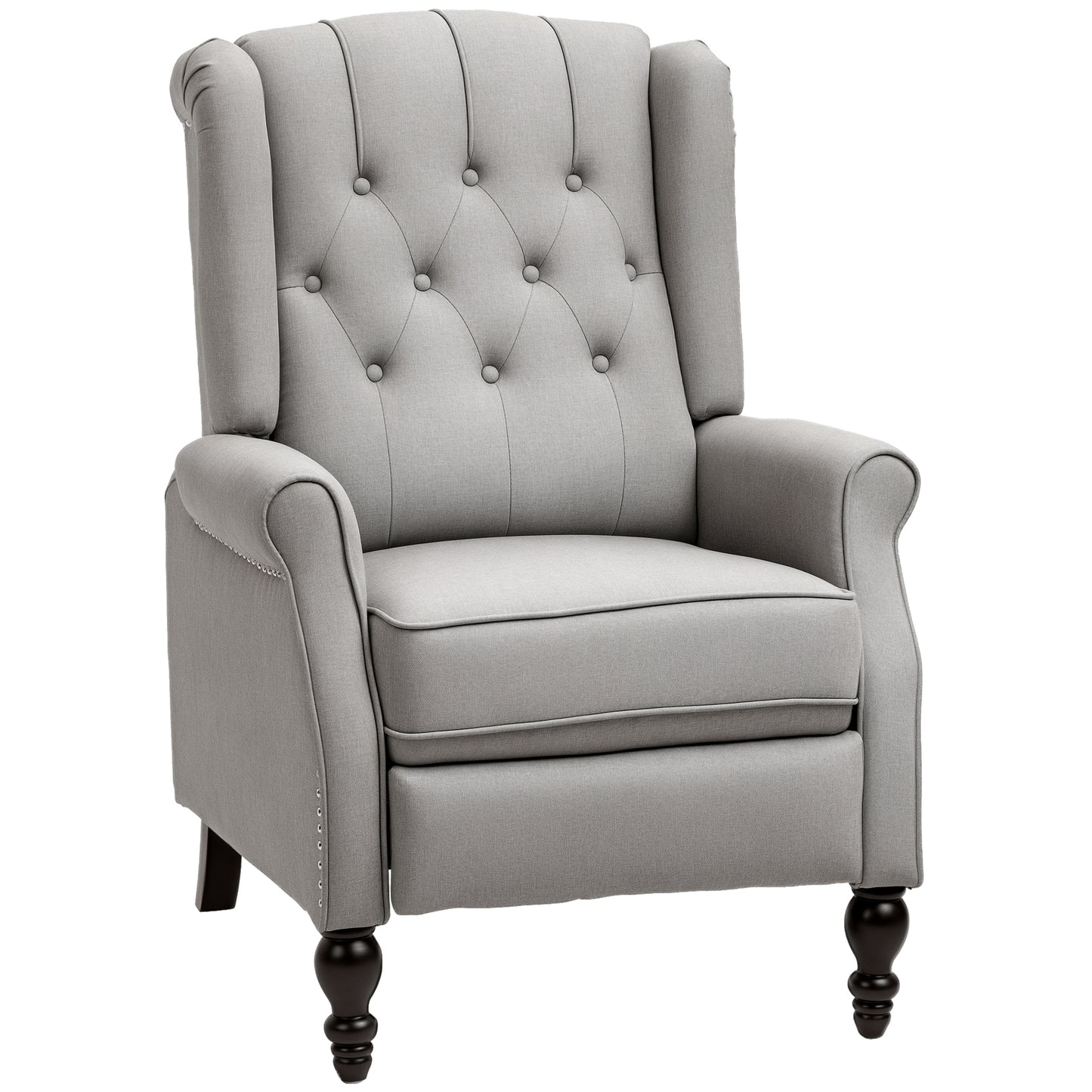HOMCOM Elegant Wingback Recliner Chair with Button Tufting & Nailhead Trim