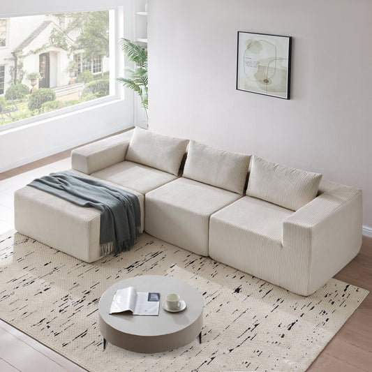 Versatile Modular Corduroy Sectional Sofa Daybed for Flexible Living Room Layouts