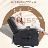8-Point Vibration Massage Recliner Chair, PU Leather, Swivel, Rocking, Black