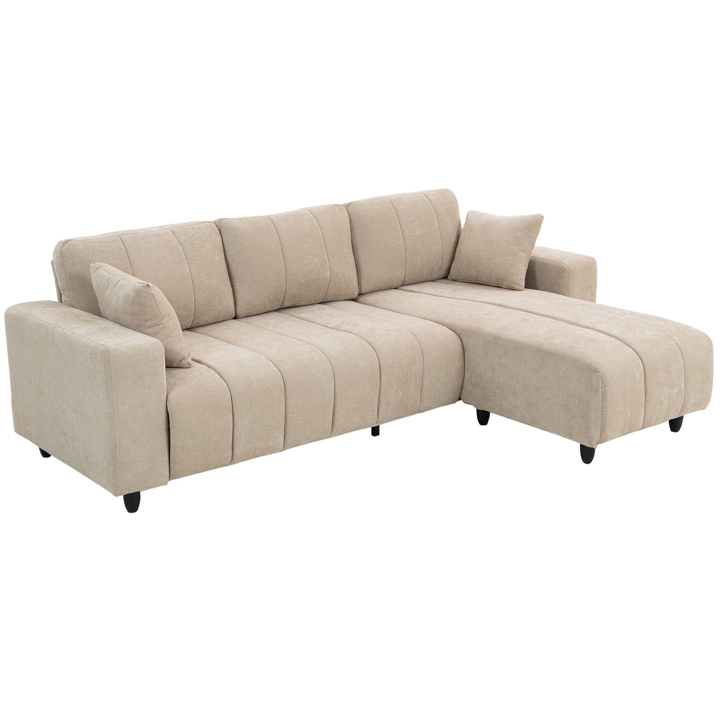 HOMCOM 3-Seater L-Shaped Sectional Sofa with Reversible Chaise, Beige Fabric