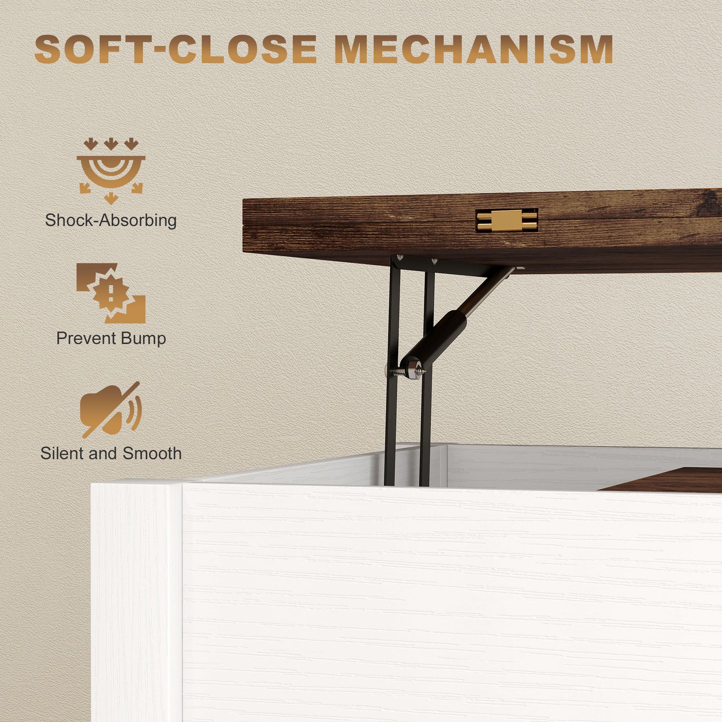 HOMCOM Lift Top Coffee Table with Charging, Hidden Storage, Fabric Drawers