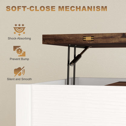 HOMCOM Lift Top Coffee Table with Charging, Hidden Storage, Fabric Drawers