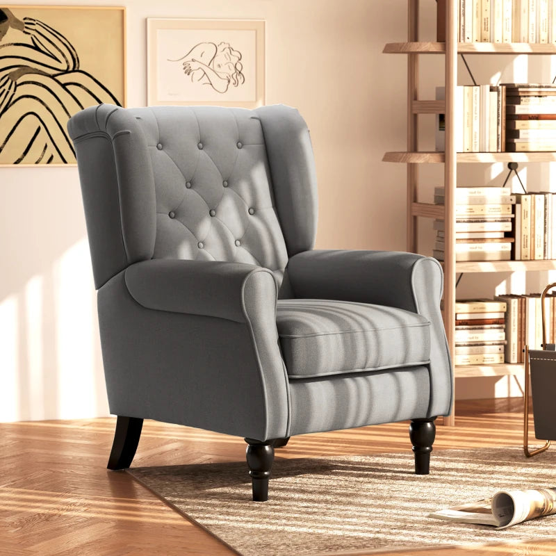 Chic Button-Tufted Wingback Accent Chair with Rolled Arms