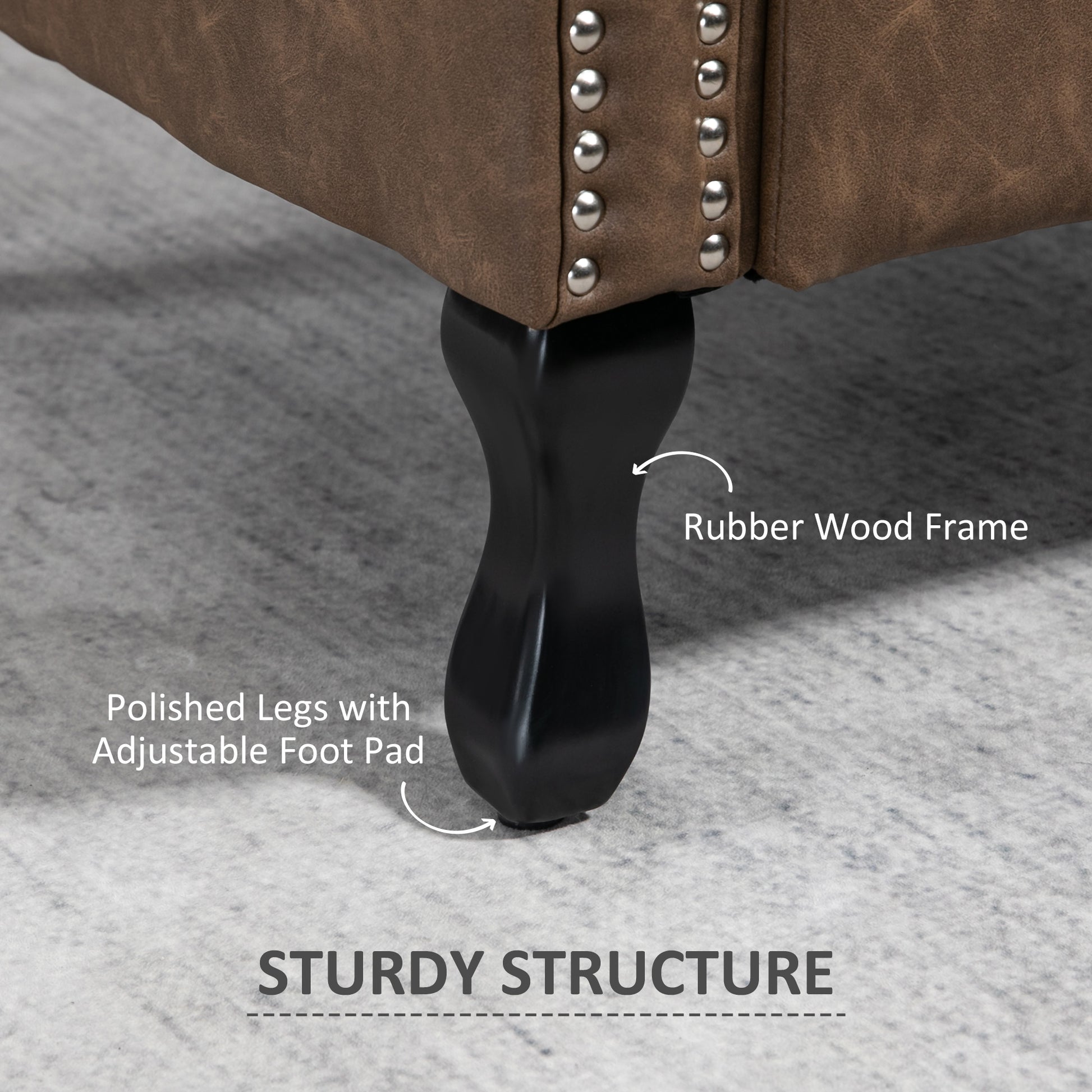 HOMCOM Brown Tufted Chesterfield Lounge Armchair, Faux Leather, Solid Wood Legs