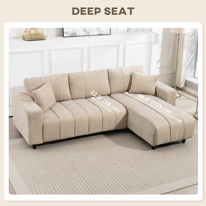 HOMCOM 3-Seater L-Shaped Sectional Sofa with Reversible Chaise, Beige Fabric