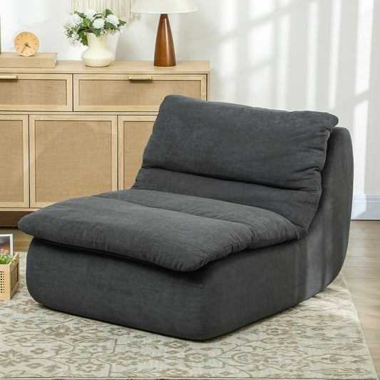 HOMCOM Soft Grey Ultra High-Density Foam Armless Floor Sofa Chair