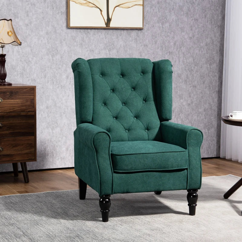 Chic Button-Tufted Wingback Accent Chair with Rolled Arms
