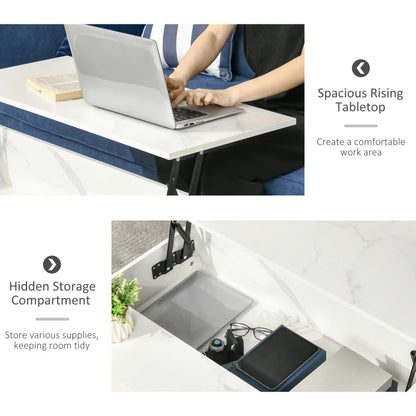 Modern Rustic Brown Lift Top Coffee Table with Hidden Storage, Adjustable Height