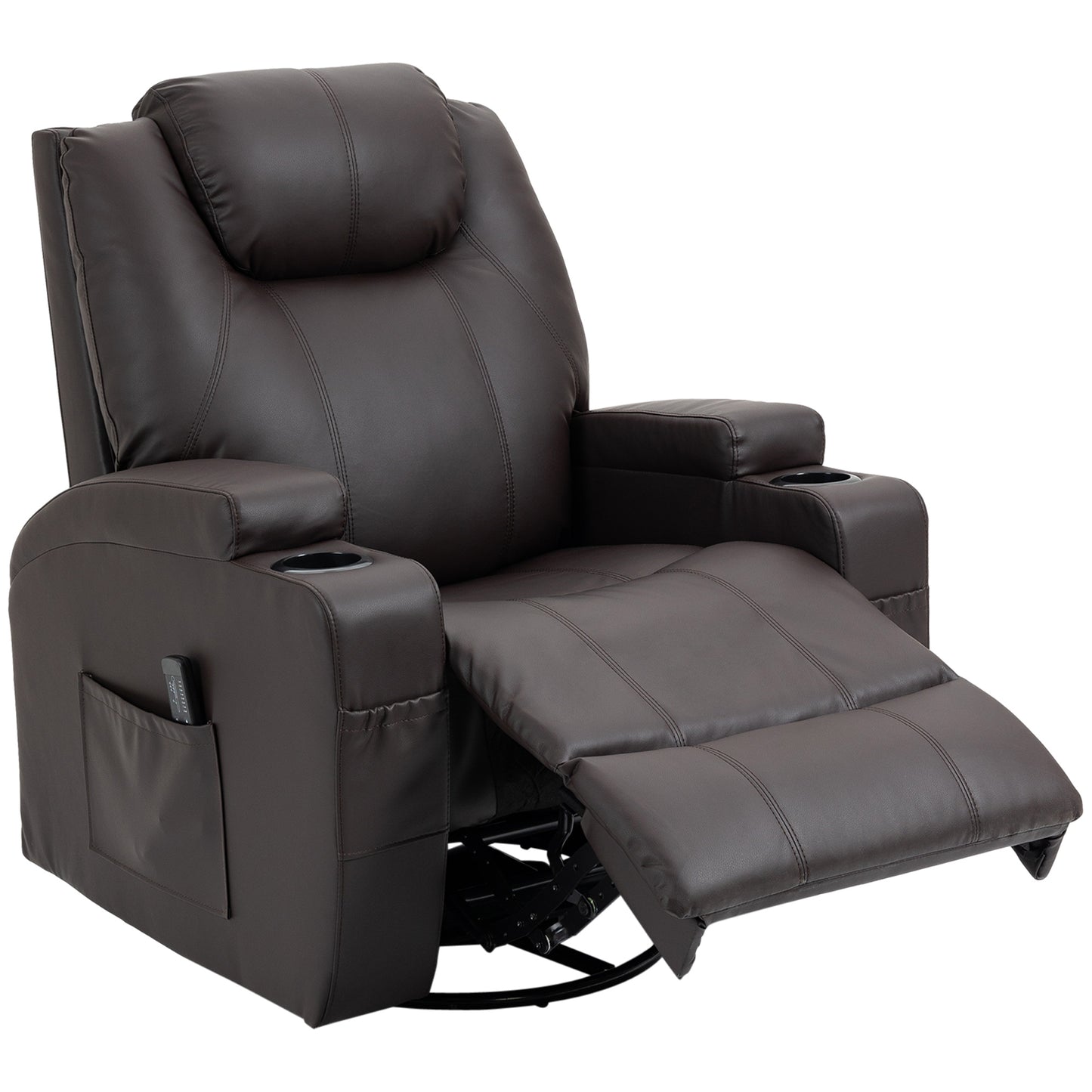 Luxurious Faux Leather Massage Recliner Chair with Swivel, Cup Holders, Remote