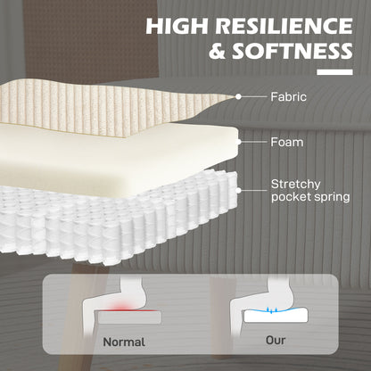 HOMCOM Modern Cream White 2-Seater Loveseat Sofa with Sturdy Rubberwood Legs