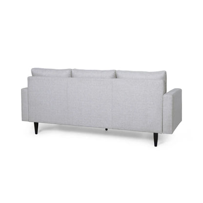Elegant 3-Seater Sofa, Button Tufted Waffle Stitch, Solid Rubberwood Legs