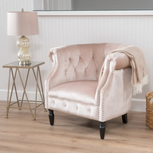 Luxurious Velvet Accent Club Chair with Diamond Tufting and Nailhead Trim