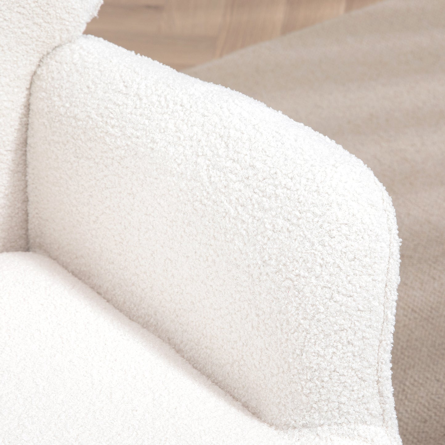 HOMCOM Cozy Sherpa Accent Chair, Fluffy Upholstered Wingback Armchair for Living Room