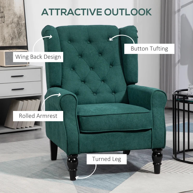 Chic Button-Tufted Wingback Accent Chair with Rolled Arms
