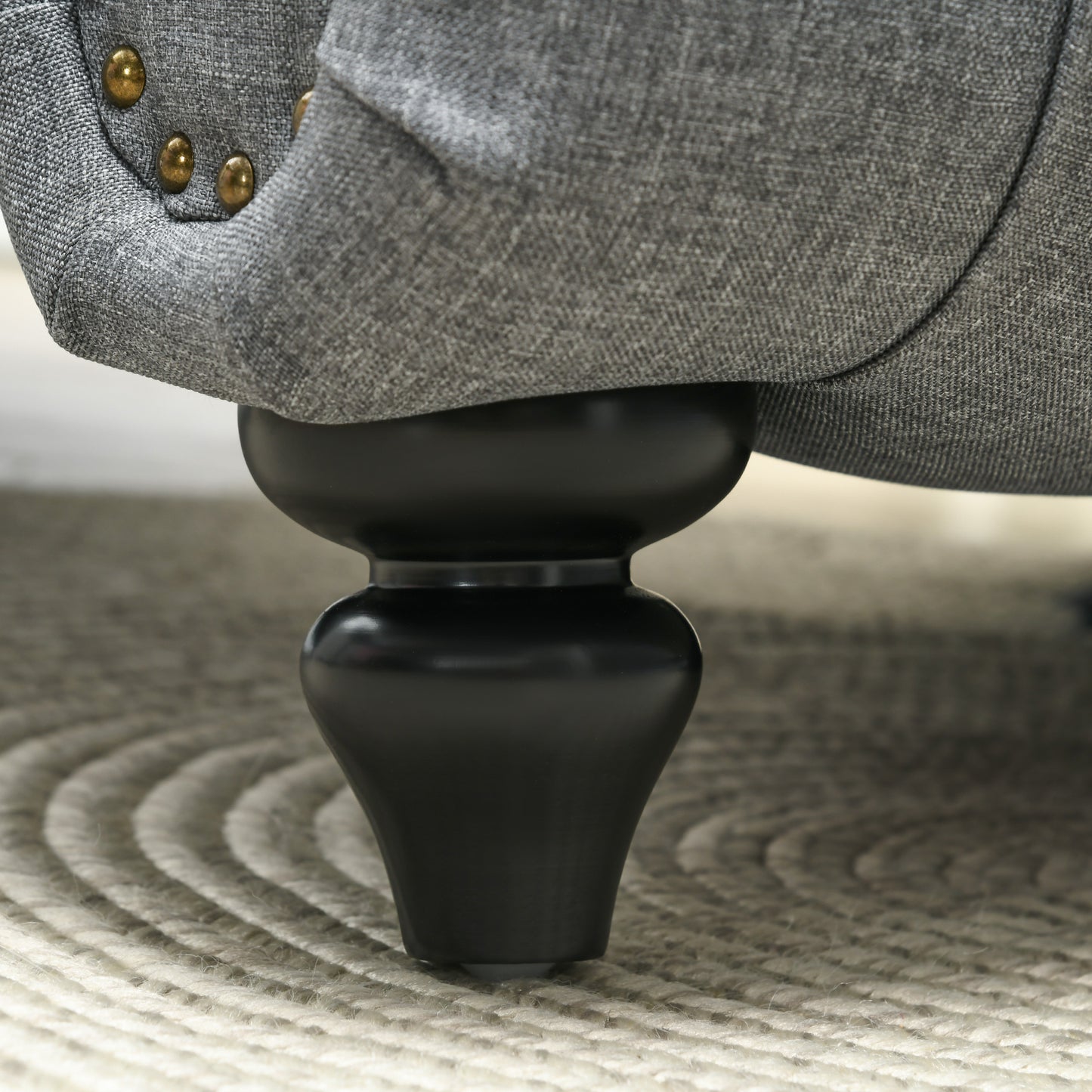 HOMCOM Grey Button Tufted Chaise Lounge Chair with Bolster Pillow Wood Legs