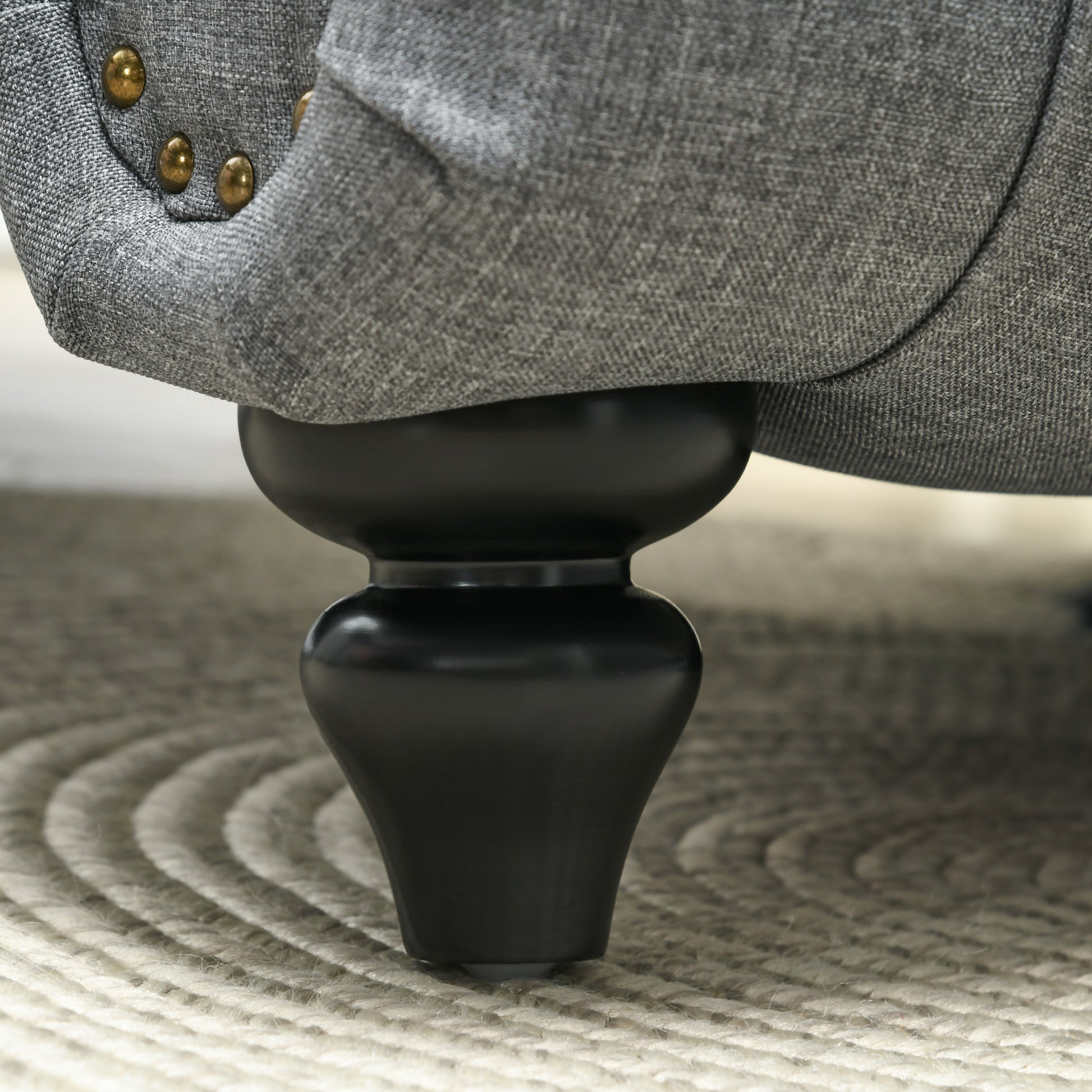 HOMCOM Grey Button Tufted Chaise Lounge Chair with Bolster Pillow Wood Legs