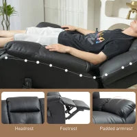 8-Point Vibration Massage Recliner Chair, PU Leather, Swivel, Rocking, Black