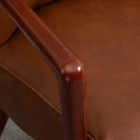 Chic Brown Faux Leather Accent Armchair with Solid Wood Legs Comfort