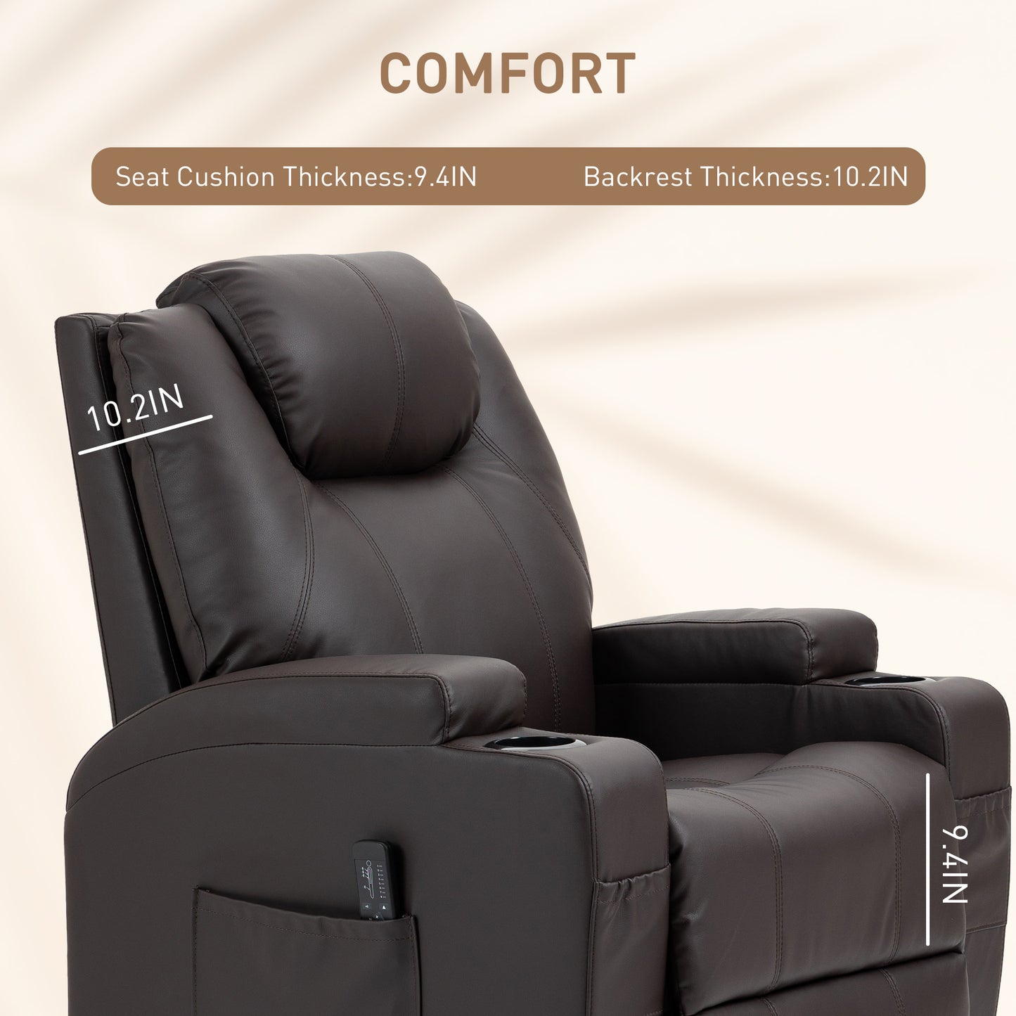 Luxurious Faux Leather Massage Recliner Chair with Swivel, Cup Holders, Remote
