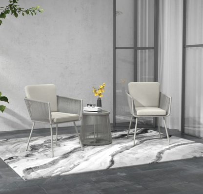 3 Piece Wicker Rattan Patio Bistro Set with Cushions