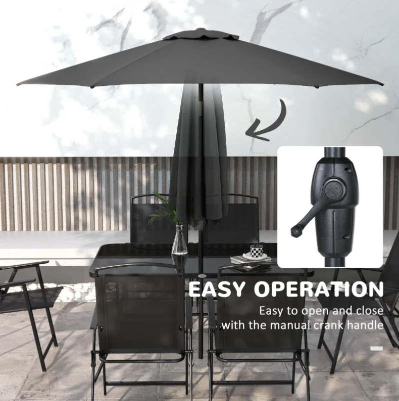8-Piece Patio Dining Set with Umbrella and Folding Chairs