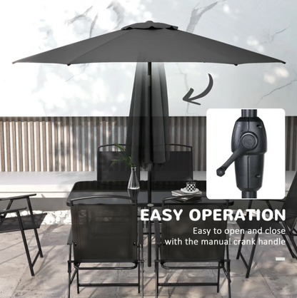 8-Piece Patio Dining Set with Umbrella and Folding Chairs
