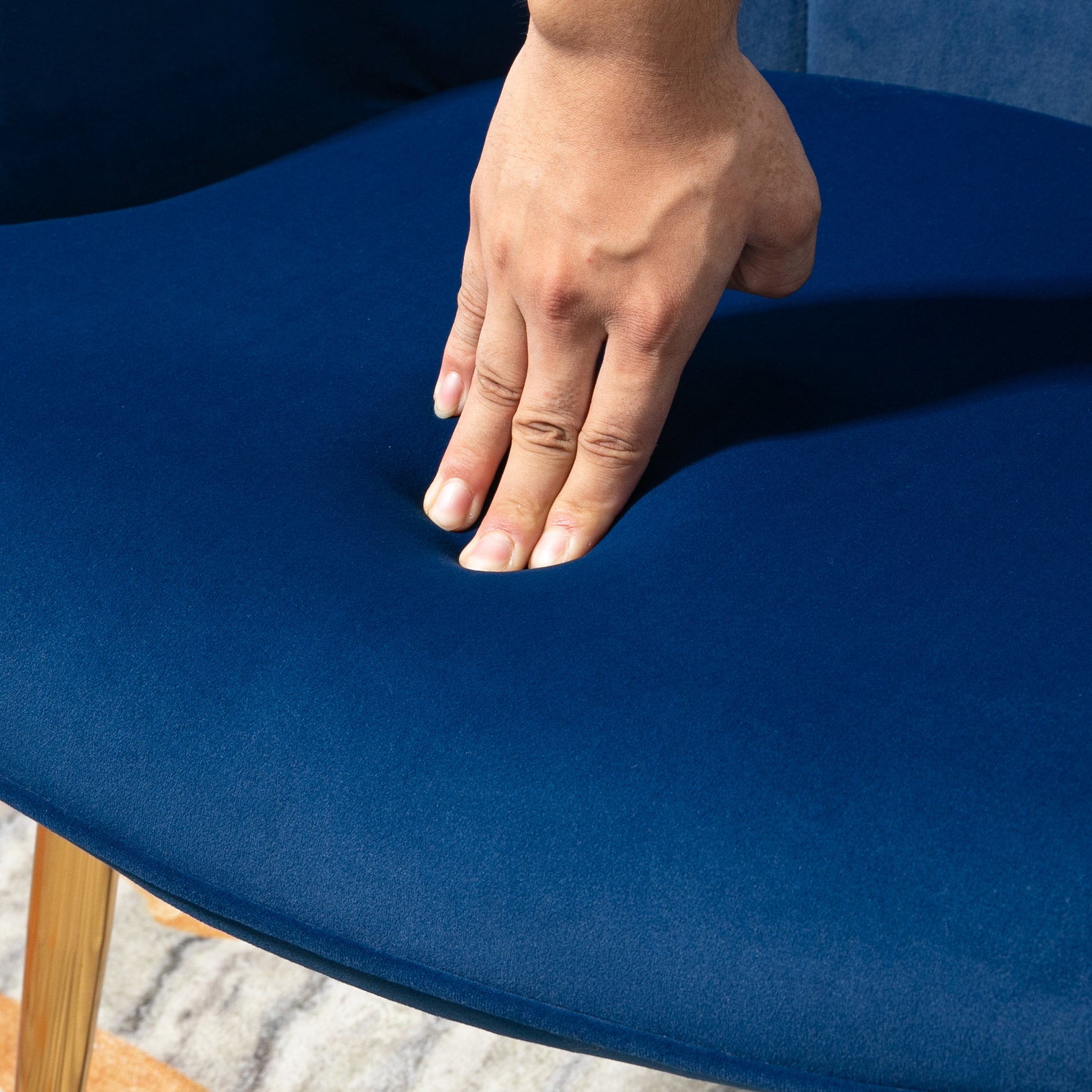 Elegant Modern Velvet Accent Chair & Ottoman Set with Gold Metal Legs