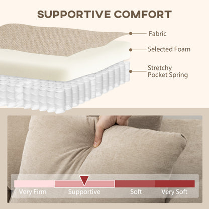 HOMCOM 3-Seater L-Shaped Sectional Sofa with Reversible Chaise, Beige Fabric