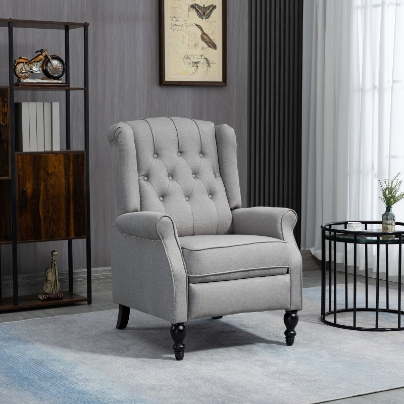 HOMCOM Elegant Wingback Recliner Chair with Button Tufting & Nailhead Trim