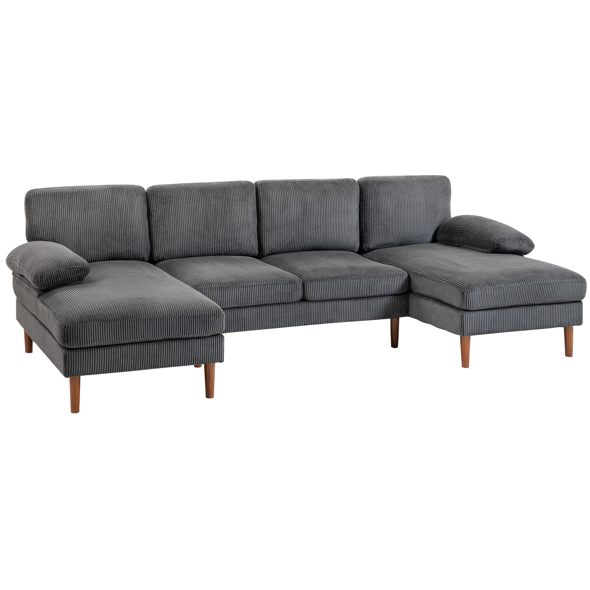 HOMCOM U-Shape 4-Seater Sofa with Dual Chaises, Sturdy Wood Legs