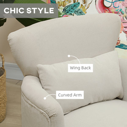 HOMCOM Modern Upholstered Accent Armchair with Lumbar Pillow, Solid Wood Legs