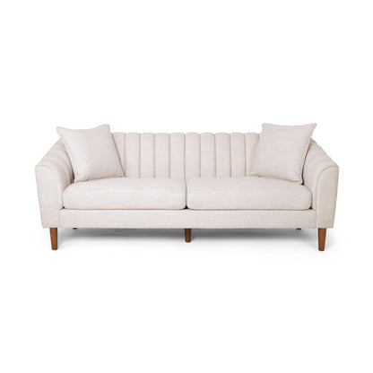 Elegant 3-Seater Contemporary Sofa, Tufted Diamond Stitching Daybed, Beige Fabric