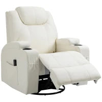 Luxurious Faux Leather Massage Recliner Chair with Swivel, Cup Holders, Remote
