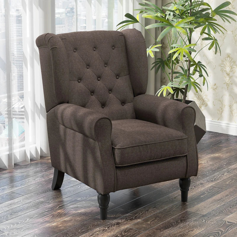 Chic Button-Tufted Wingback Accent Chair with Rolled Arms