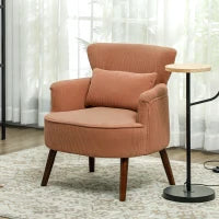 Modern Upholstered Accent Armchair with Lumbar Pillow, Solid Wood Legs
