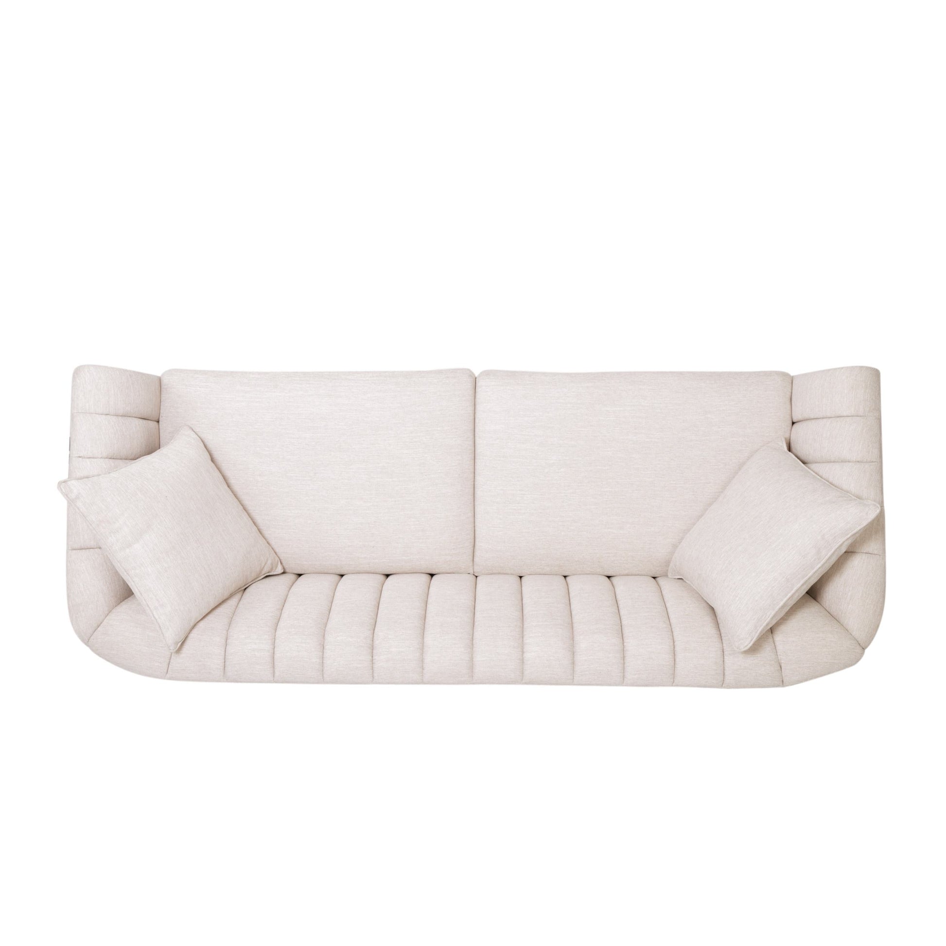 Elegant 3-Seater Contemporary Sofa, Tufted Diamond Stitching Daybed, Beige Fabric