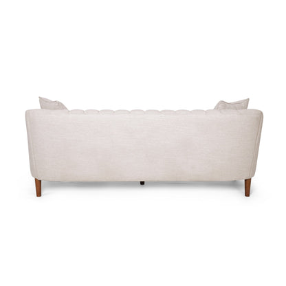 Elegant 3-Seater Contemporary Sofa, Tufted Diamond Stitching Daybed, Beige Fabric