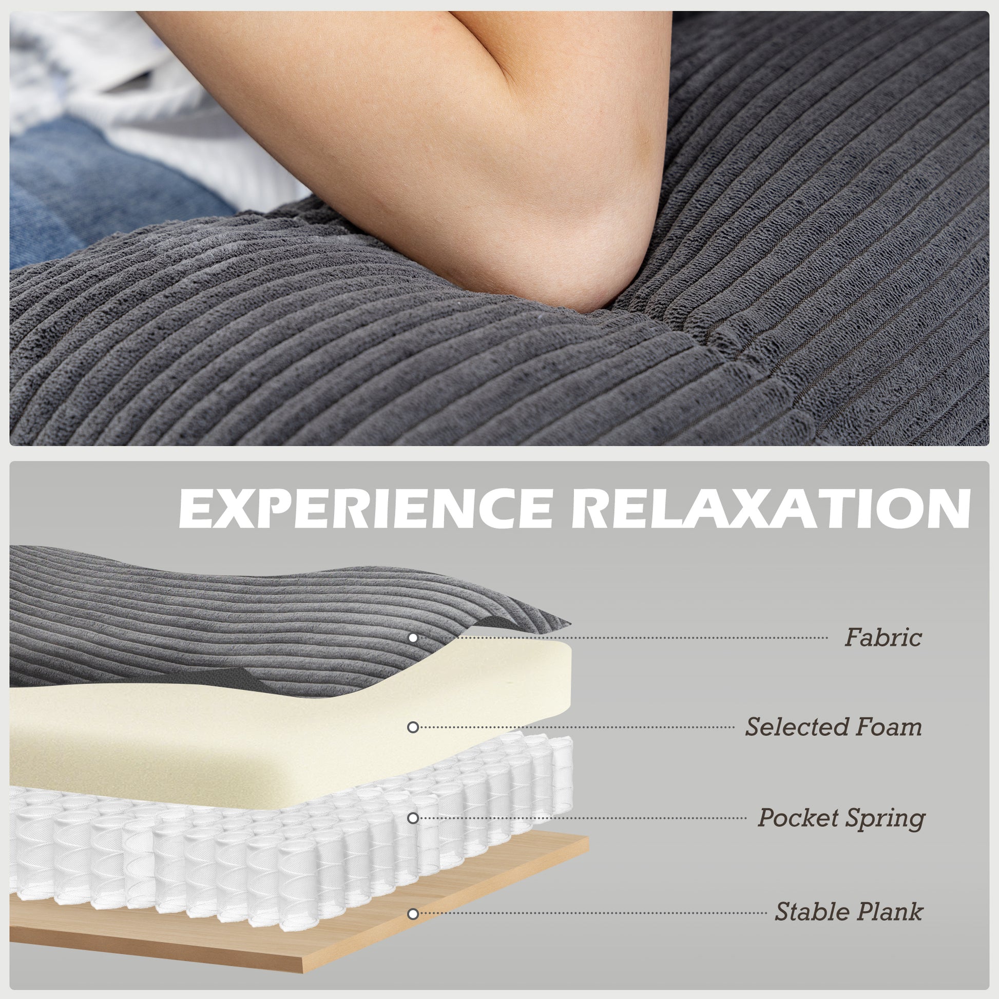 HOMCOM U-Shape 4-Seater Sofa with Dual Chaises, Sturdy Wood Legs