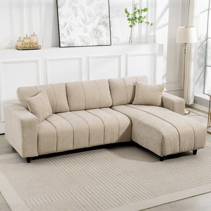 HOMCOM 3-Seater L-Shaped Sectional Sofa with Reversible Chaise, Beige Fabric