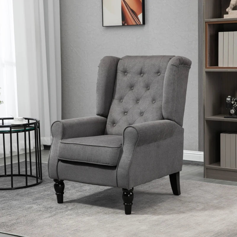 Chic Button-Tufted Wingback Accent Chair with Rolled Arms