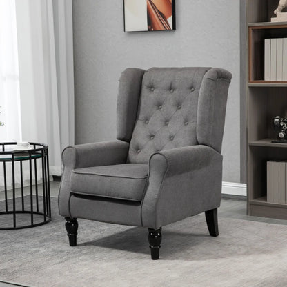 Chic Button-Tufted Wingback Accent Chair with Rolled Arms