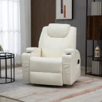 Luxurious Faux Leather Massage Recliner Chair with Swivel, Cup Holders, Remote
