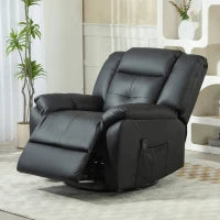 8-Point Vibration Massage Recliner Chair, PU Leather, Swivel, Rocking, Black